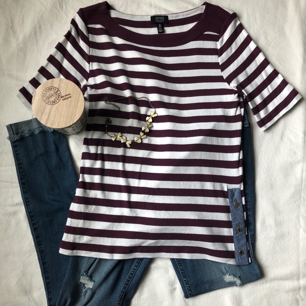 Jones New York striped shirt with side detail